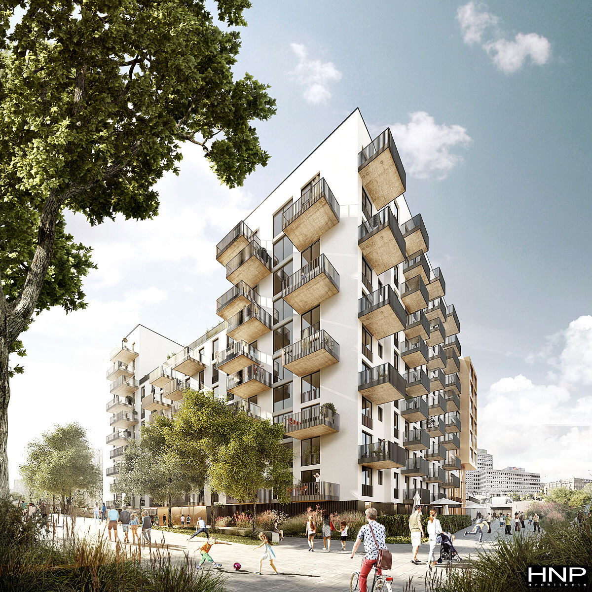 HNP architects wurde für zwei Projekte im Stadtentwicklungsgebiet ‚VILLAGE IM DRITTEN‘ beauftragt